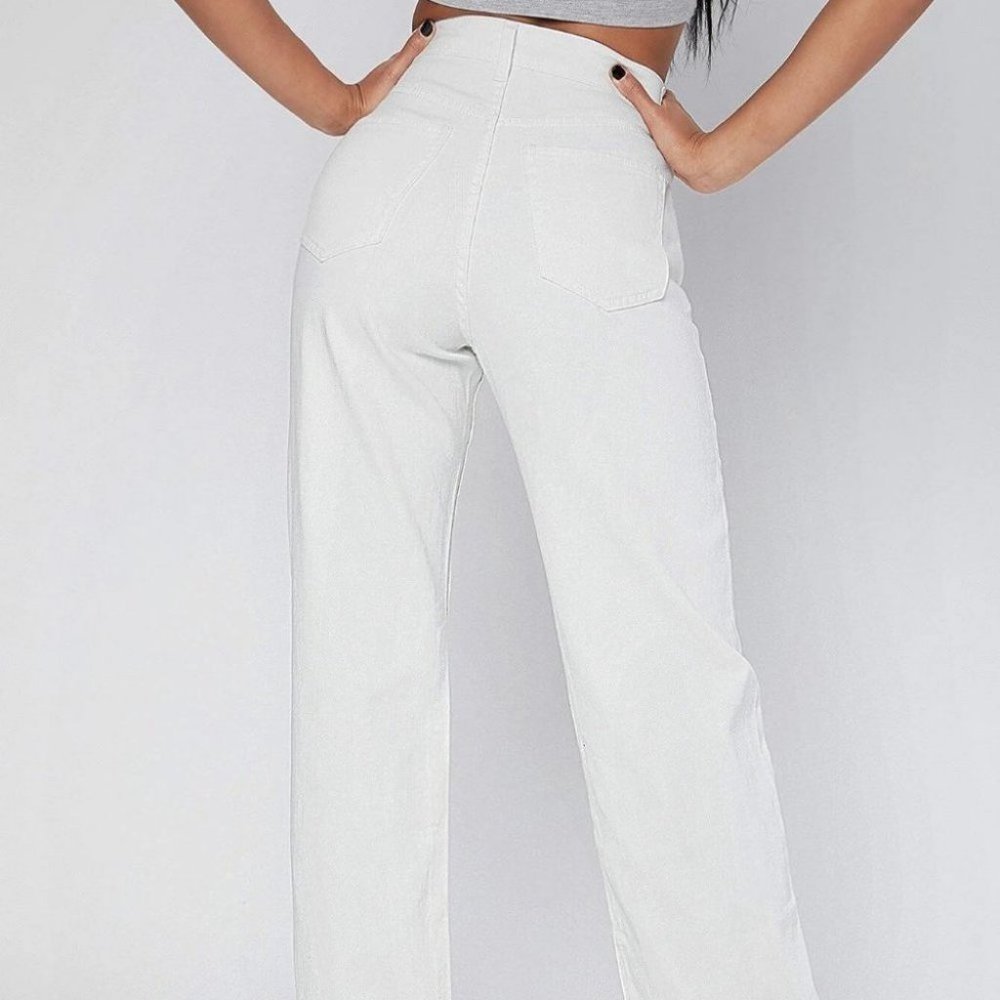 White Casual Womens 90s High-Waist Denim Boyfriend Fit Jeans - Picture 4 of 4